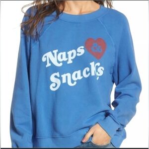 Wildfox Naps and Snacks blue crew sweatshirt